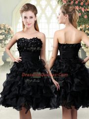 Sleeveless Beading and Appliques and Ruffles Side Zipper Juniors Party Dress