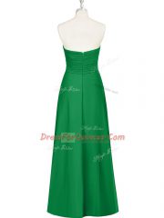 Romantic Green Chiffon Zipper Dress for Prom Sleeveless Floor Length Ruching
