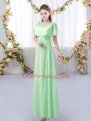 Green Scoop Zipper Appliques Quinceanera Court of Honor Dress Short Sleeves