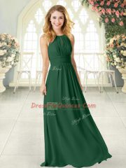 Delicate Green Sleeveless Chiffon Zipper Prom Dress for Prom and Party