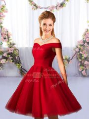 New Style Red Lace Up Dama Dress for Quinceanera Ruching Sleeveless Knee Length