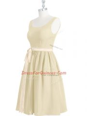 Pretty Mini Length Light Yellow Homecoming Dress Scoop Sleeveless Zipper
