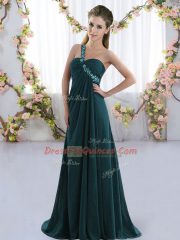 Peacock Green Sleeveless Beading Lace Up Vestidos de Damas