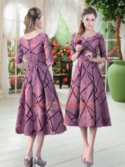 Traditional Pink Half Sleeves Zipper Prom Dresses for Prom and Party