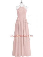 Designer Sequins Prom Party Dress Baby Pink Zipper Sleeveless Floor Length