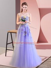 Lavender Sweetheart Lace Up Appliques Prom Dresses Sleeveless