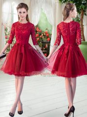 Classical Half Sleeves Zipper Knee Length Lace Prom Party Dress