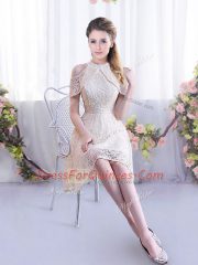 Classical Champagne Sleeveless Lace Mini Length Vestidos de Damas