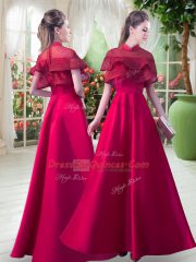 Decent Short Sleeves Lace Zipper Prom Evening Gown