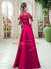 Decent Short Sleeves Lace Zipper Prom Evening Gown