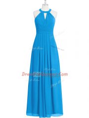 Chiffon Sleeveless Floor Length Dress for Prom and Ruching