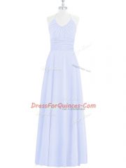 Customized Floor Length Baby Blue Prom Gown Halter Top Sleeveless Zipper