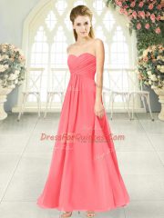 Discount Ankle Length Watermelon Red Prom Gown Sweetheart Sleeveless Zipper