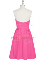 Hot Pink Sleeveless Chiffon Zipper Prom Gown for Prom and Party