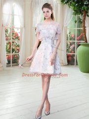 Traditional Short Sleeves Lace Zipper Prom Dress