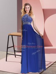 Sweep Train Empire Homecoming Dress Blue High-neck Satin Sleeveless Criss Cross
