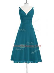Classical Straps Sleeveless Chiffon Homecoming Dress Ruching Zipper