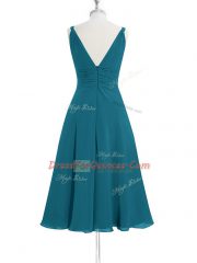 Classical Straps Sleeveless Chiffon Homecoming Dress Ruching Zipper