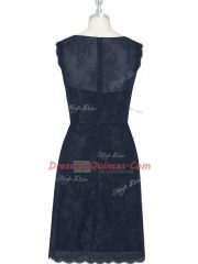 Custom Fit Column/Sheath Party Dress Wholesale Black Scoop Tulle Sleeveless Knee Length Zipper