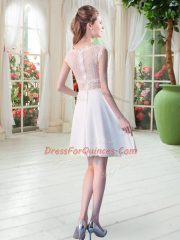 Satin Sleeveless Mini Length Prom Dresses and Lace