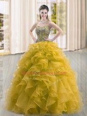 Sleeveless Beading and Ruffles Lace Up Sweet 16 Dress