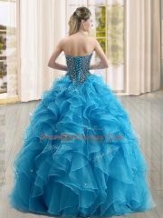 Sleeveless Beading and Ruffles Lace Up Sweet 16 Dress