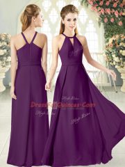 Amazing Floor Length Purple Evening Dress Halter Top Sleeveless Zipper Amazing Floor Length Purple Evening Dress Halter Top Sleeveless Zipper