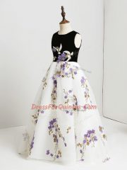 Dramatic Floor Length White Kids Formal Wear Scoop Sleeveless Zipper