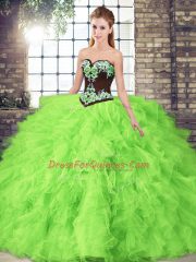 Quinceanera Gown Sweet 16 and Quinceanera with Beading and Embroidery Sweetheart Sleeveless Lace Up