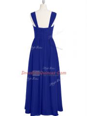 Luxury Sleeveless Zipper Floor Length Ruching Evening Dress