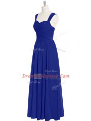 Luxury Sleeveless Zipper Floor Length Ruching Evening Dress