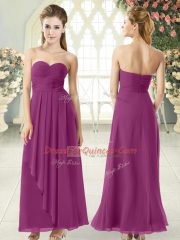 Fancy Sweetheart Sleeveless Zipper Evening Dress Purple Chiffon