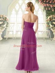 Fancy Sweetheart Sleeveless Zipper Evening Dress Purple Chiffon