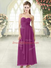 Fancy Sweetheart Sleeveless Zipper Evening Dress Purple Chiffon