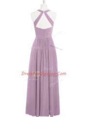 Colorful Purple Sleeveless Ruching Floor Length