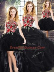 Sleeveless Floor Length Sweet 16 Dresses and Embroidery and Ruffles