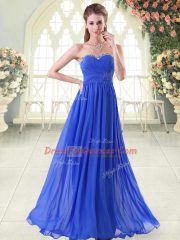 Floor Length Empire Sleeveless Royal Blue Prom Evening Gown Zipper