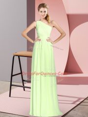 Graceful Yellow Green Sleeveless Chiffon Lace Up Dress for Prom for Prom and Party