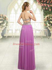 Olive Green Two Pieces Chiffon Sweetheart Sleeveless Beading Floor Length Backless Prom Party Dress