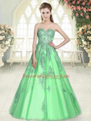 Hot Selling Sweetheart Sleeveless Lace Up Prom Gown Green Tulle
