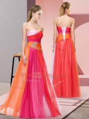 Eye-catching Floor Length Empire Sleeveless Multi-color Evening Dress Lace Up