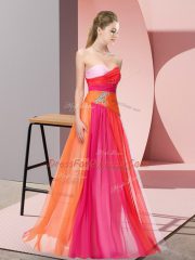 Eye-catching Floor Length Empire Sleeveless Multi-color Evening Dress Lace Up