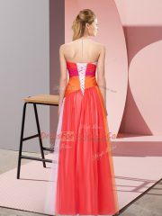 Eye-catching Floor Length Empire Sleeveless Multi-color Evening Dress Lace Up