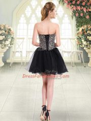 Black Sleeveless Beading Mini Length Prom Dresses