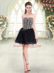 Black Sleeveless Beading Mini Length Prom Dresses