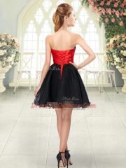 Strapless Sleeveless Organza Evening Dress Beading Lace Up