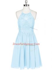 Chiffon Sleeveless Mini Length Prom Party Dress and Lace