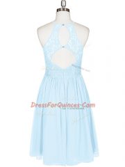 Chiffon Sleeveless Mini Length Prom Party Dress and Lace