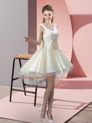 High Low A-line Sleeveless White Womens Party Dresses Lace Up