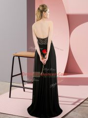 Trendy Black High-neck Neckline Beading Evening Dress Sleeveless Backless